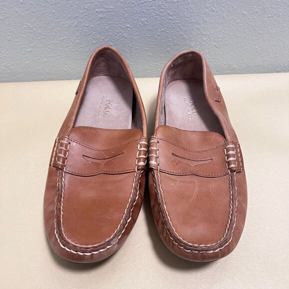 Polo Ralph Lauren Leather Loafers 10.5D Brown Mens Driving Shoes - Picture 1 of 9